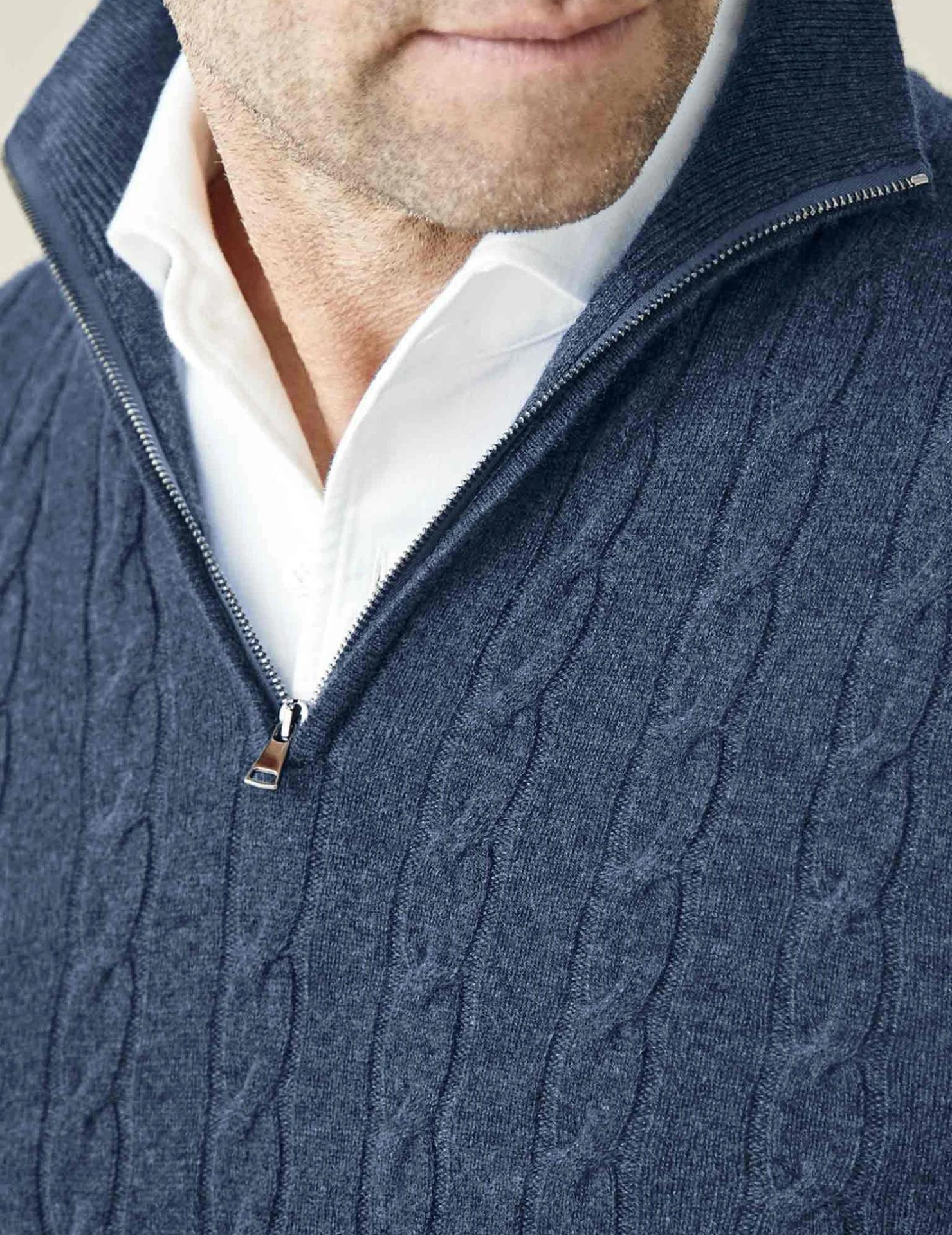 Men’s Cable-Knit Quarter-Zip Sweater – Classic Funnel Neck Knit Wear
