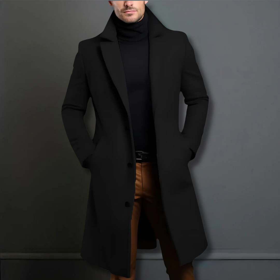 Men’s Single-Breasted Overcoat – All-Season Formal Outerwear