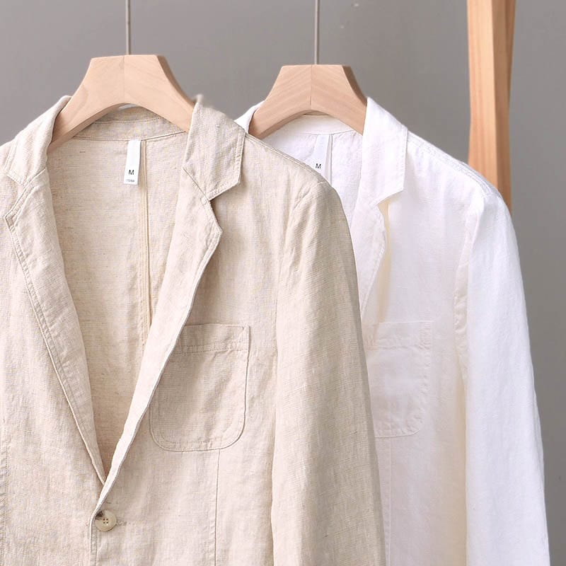 Men’s Casual Blazer – Linen – Unstructured Fit – Notched Lapel – Lightweight