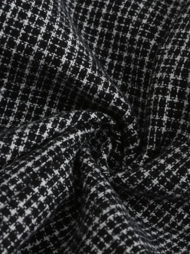 Men’s Check Double-Breasted Blazer – Slim Fit Notch Lapel Jacket