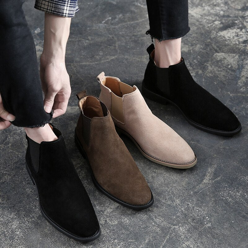 Men’s Chelsea Boots – Elegant Beige Ankle Design