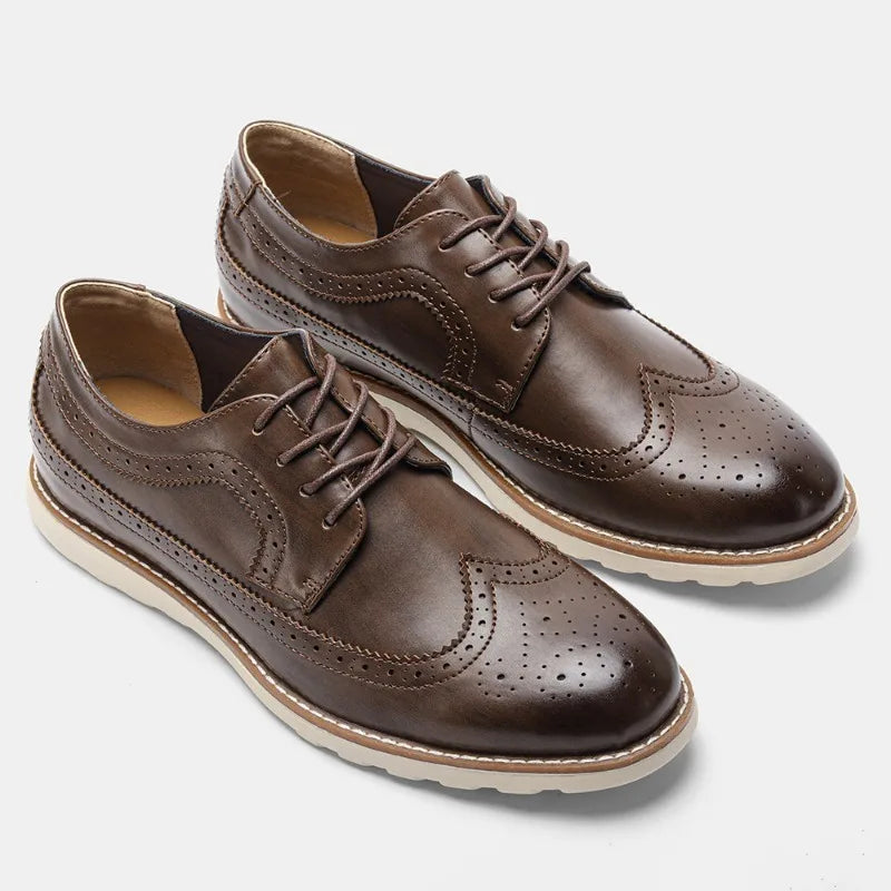 Men’s Classic Brogue Oxford Shoes –  Formal Wingtip Design
