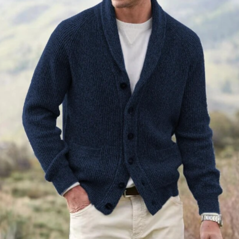 Men’s Classic Knit Cardigan – Timeless Shawl Collar Sweater