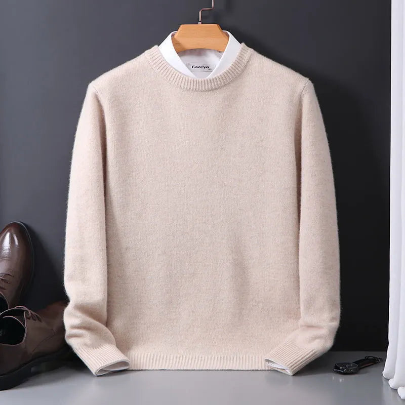 Men’s Crew Neck Sweater with Ribbed Hem and Cuffs – Classic Knit Wear