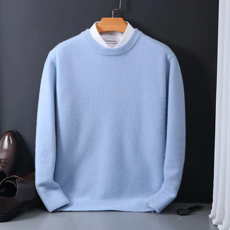 Men’s Crew Neck Sweater with Ribbed Hem and Cuffs – Classic Knit Wear