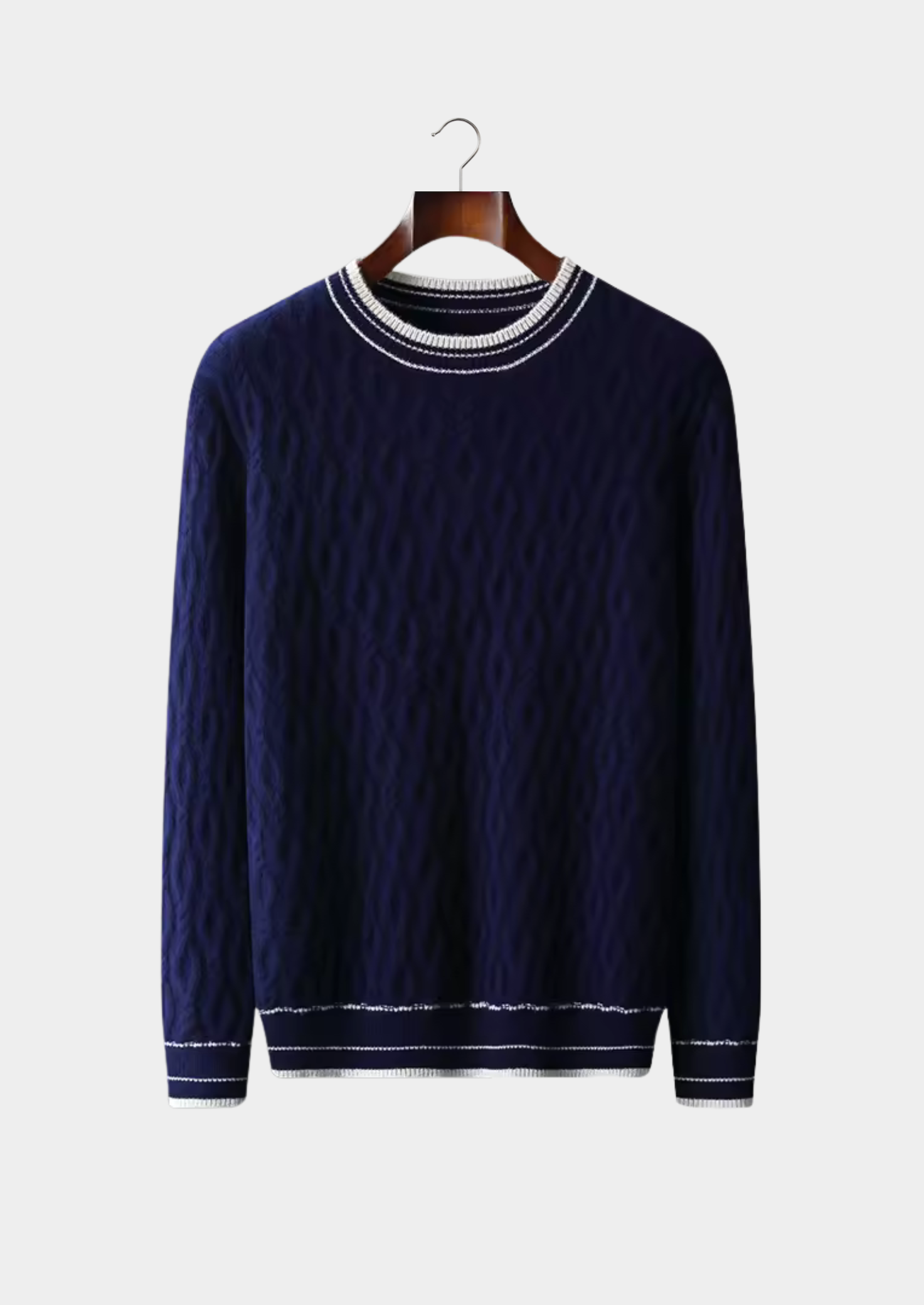 Men’s Crew Neck Sweater with Striped Trim – Refined Everyday Layer