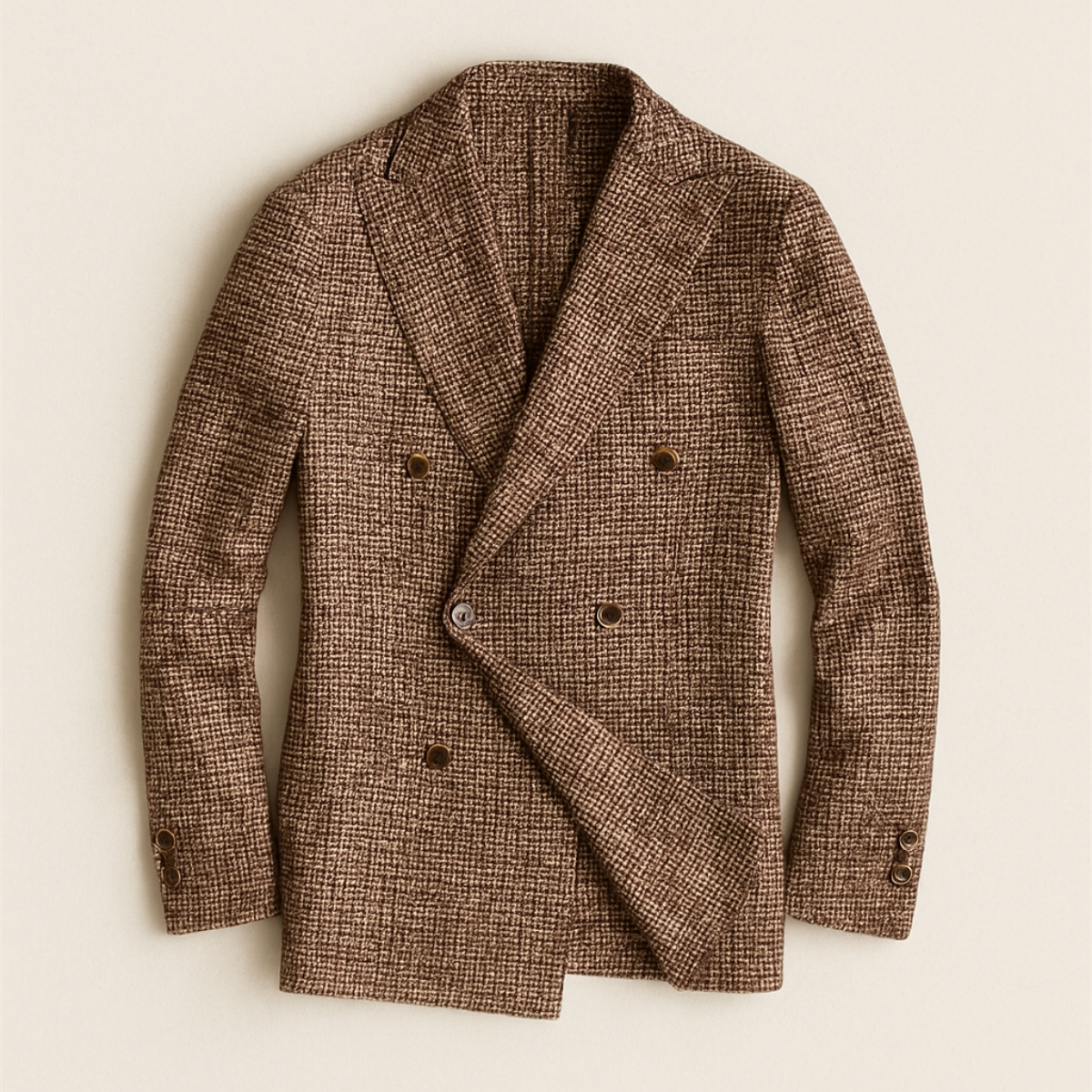 Men’s Double-Breasted Checked Blazer – Tailored Smart Casual Jacket
