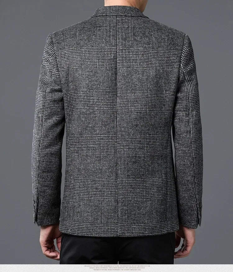 Men’s Glen Check Blazer – Two-Button, Notch Lapel, Patch Pockets