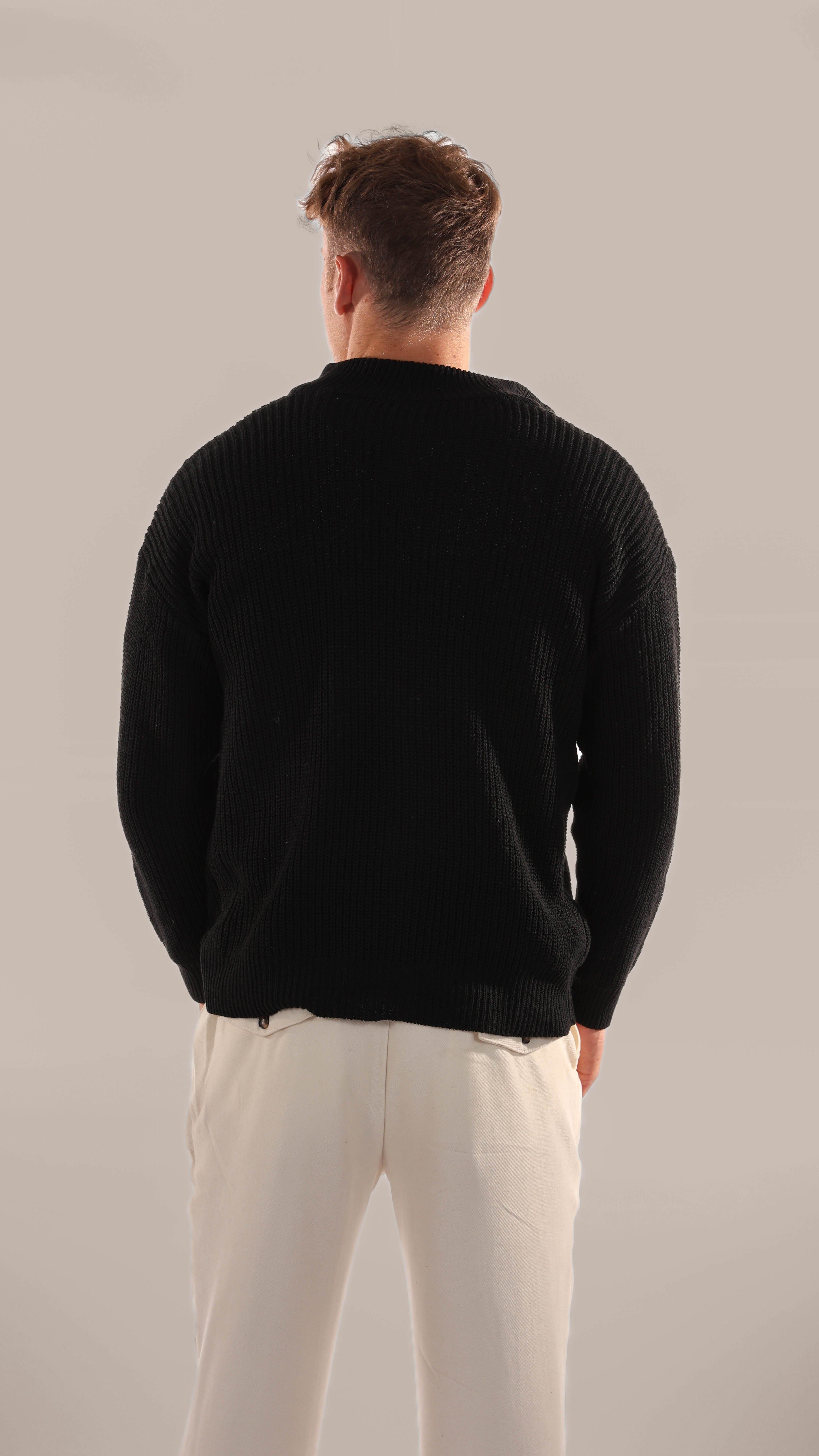 Men’s Half Zip Jumper – Knitted, Stand Collar, Rib Trim