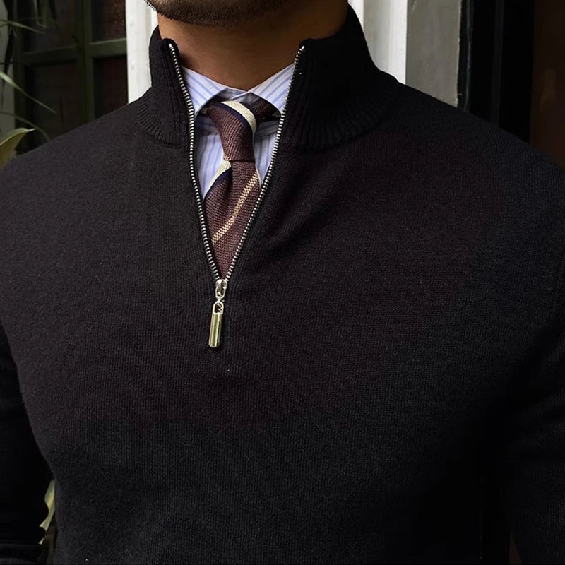 Men’s Half Zip Sweater – Smart Casual Autumn Winter Knit