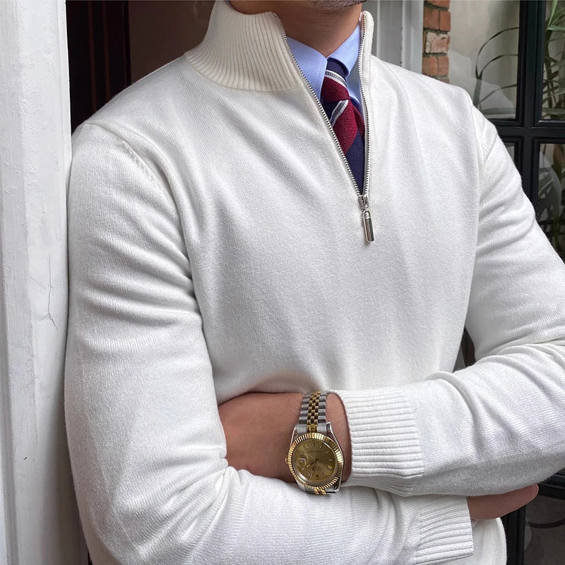 Men’s Half Zip Sweater – Smart Casual Autumn Winter Knit