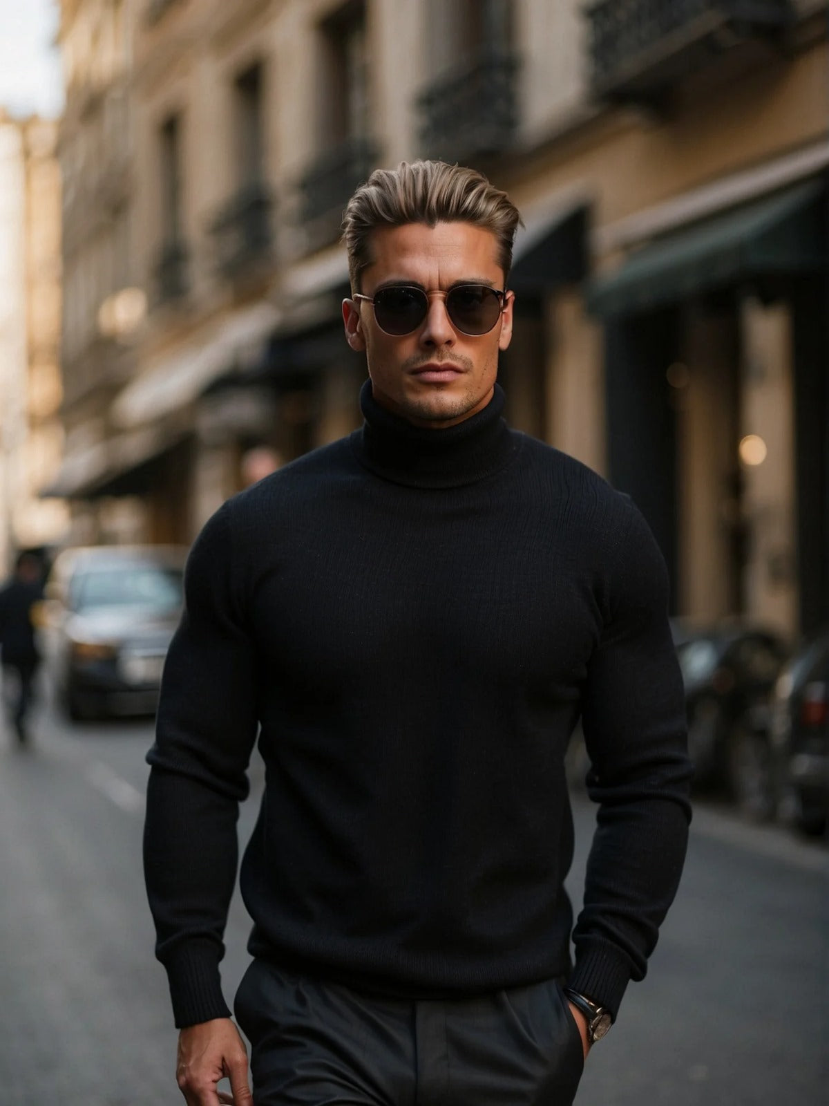 Men’s High-Neck Sweater – Modern Knitwear for Refined Layering