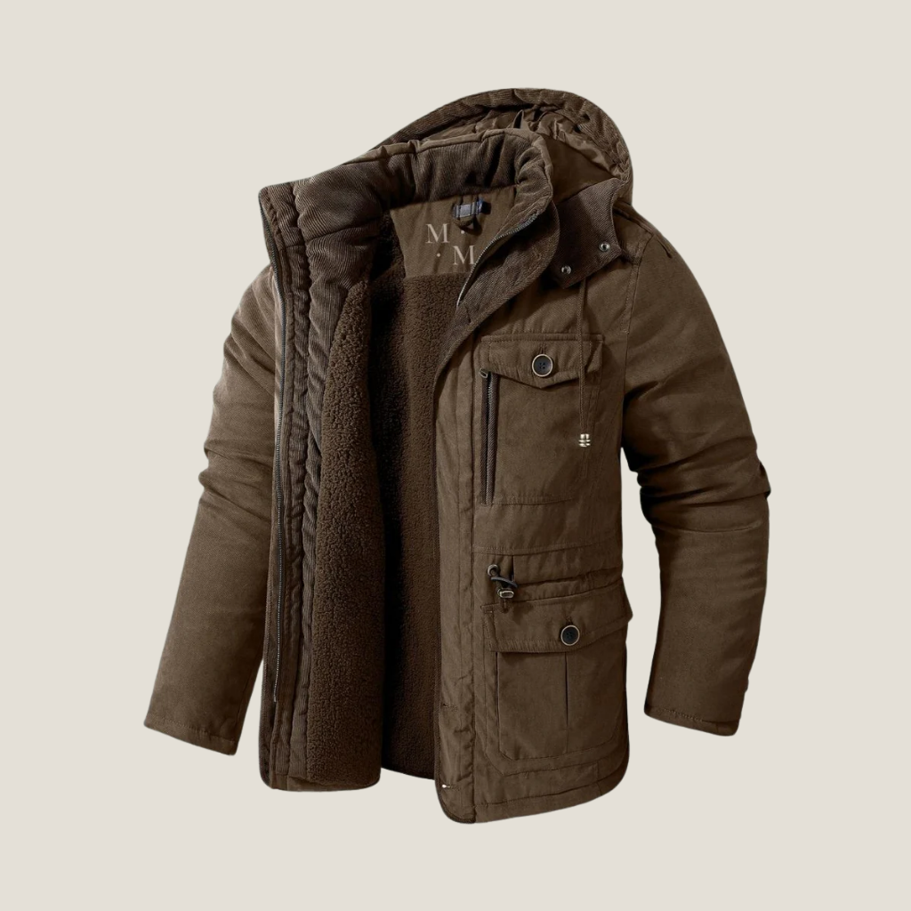 Men’s Hooded Winter Jacket – Insulated Parka Style with Multi-Pocket Design for Cold Weather Wear