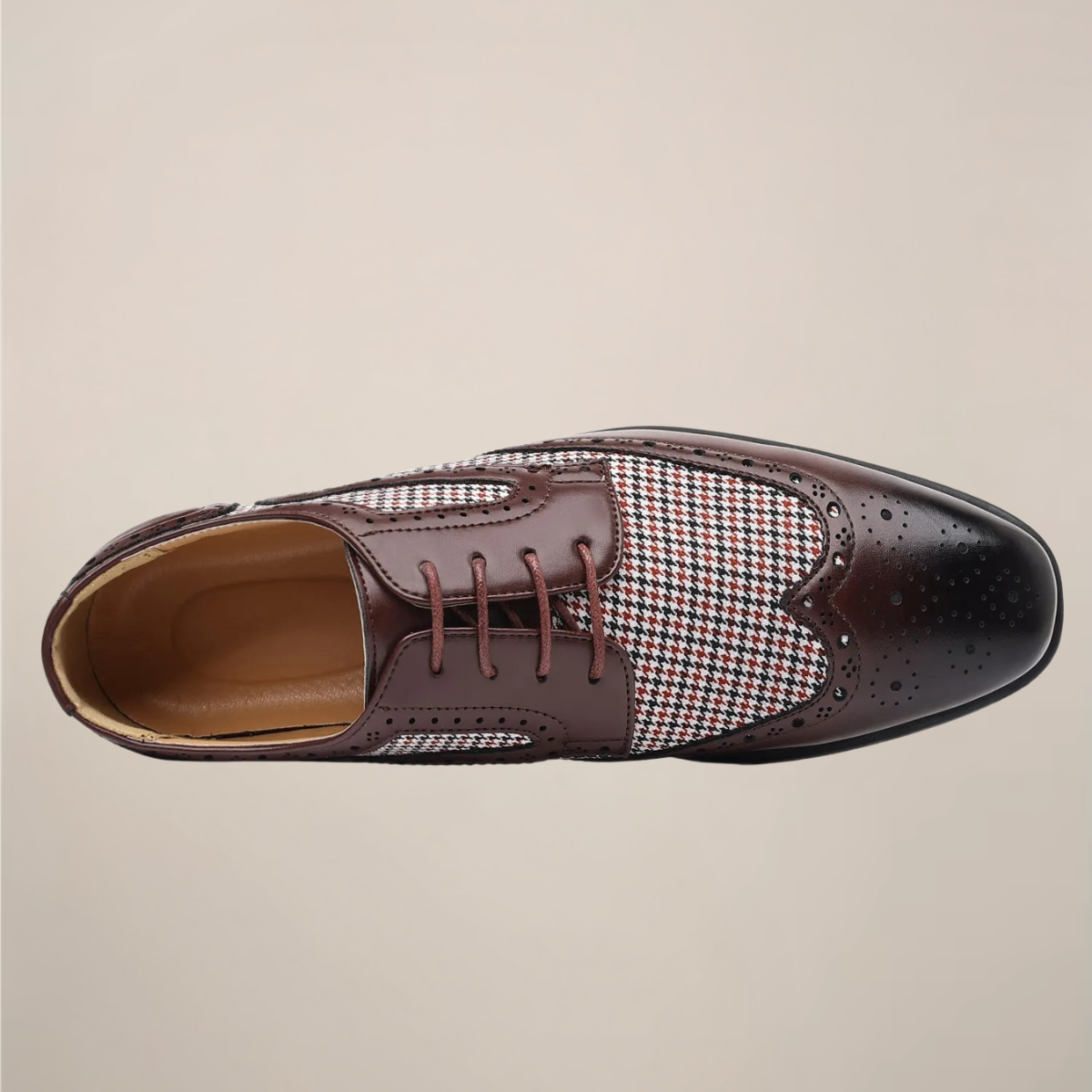 Men’s Houndstooth Oxford Dress Shoes – Classic Brogue Detailing