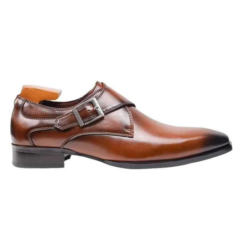 Men’s Italian Monk Strap Dress Shoes – Classic Buckle Detail