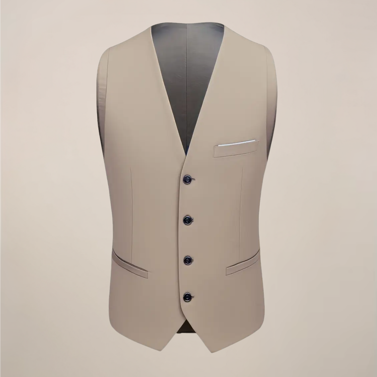 Men’s Khaki Three-Piece Suit – Slim Fit Tuxedo for Weddings and Formal Occasions