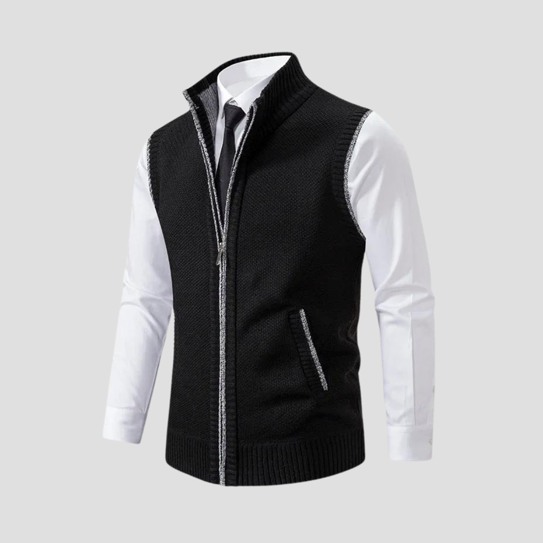 Men’s Knitted Zip Gilet – Smart Casual Layer with Contrast Trim