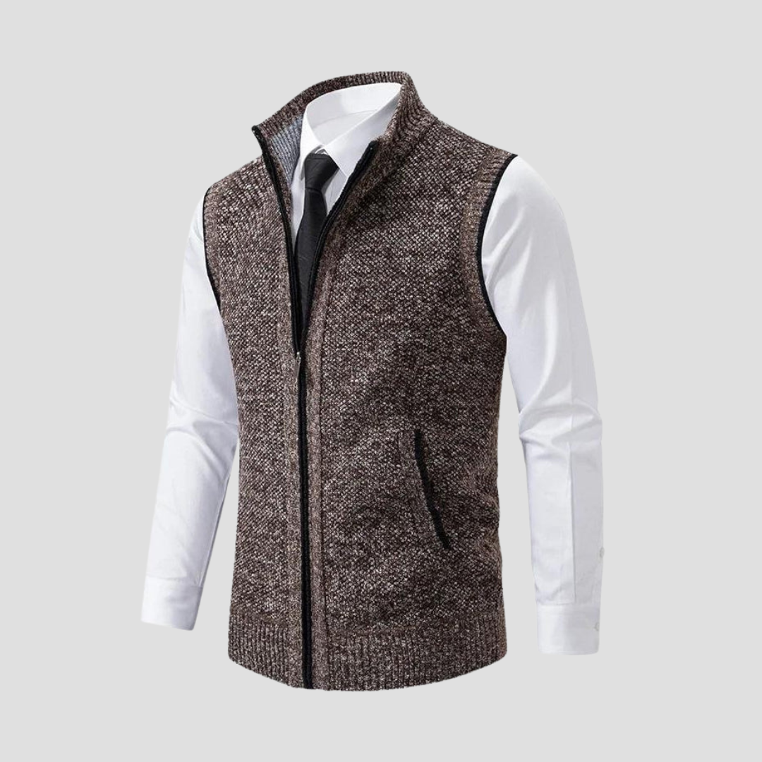 Men’s Knitted Zip Gilet – Smart Casual Layer with Contrast Trim