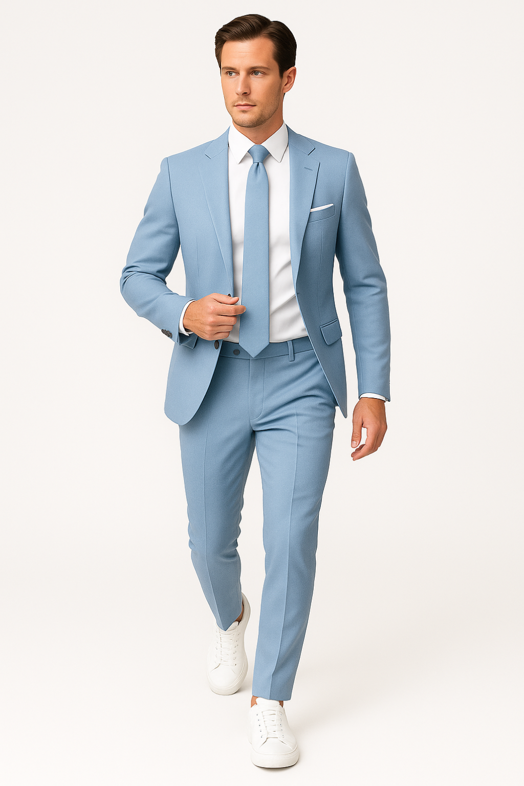 Men’s Light Blue Slim Fit Summer Suit – Lightweight Two-Piece Set