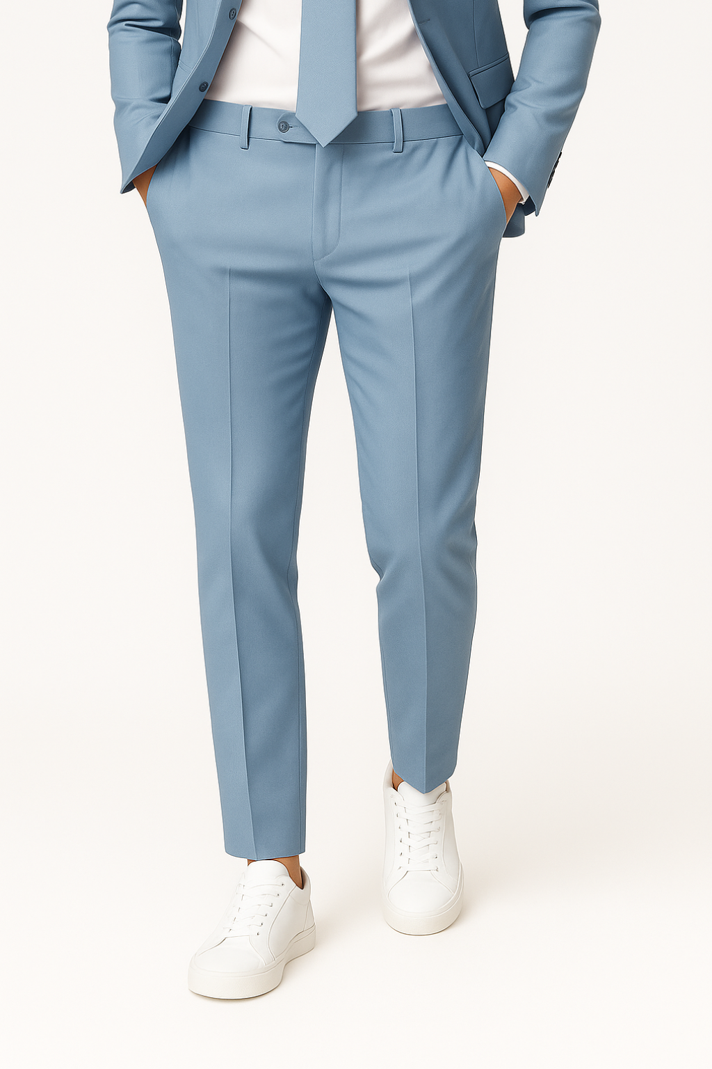 Men’s Light Blue Slim Fit Summer Suit – Lightweight Two-Piece Set