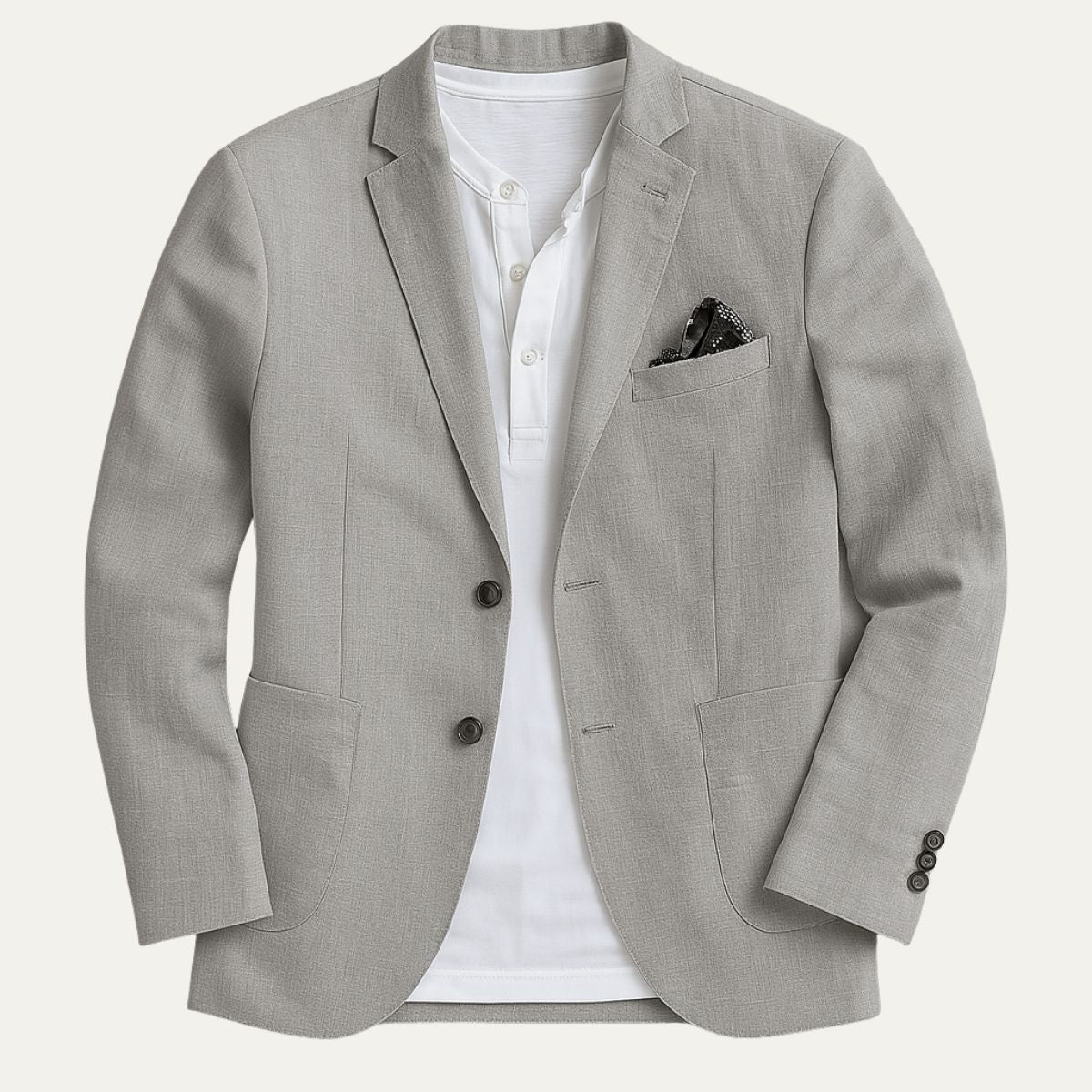 Men’s Linen Blazer Jacket – Single-Breasted, Notch Lapel