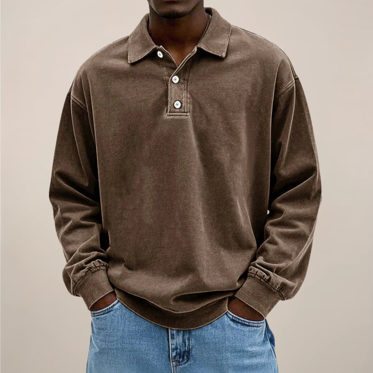 Men’s Long Sleeve Polo Shirt – Relaxed Smart Casual Essential