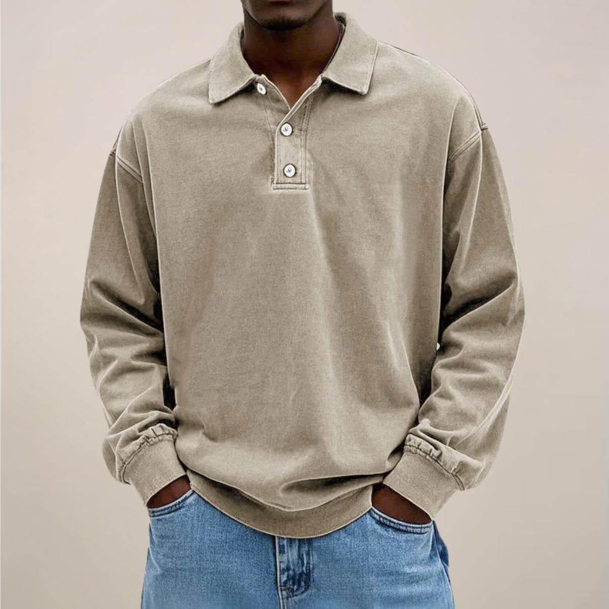 Men’s Long Sleeve Polo Shirt – Relaxed Smart Casual Essential