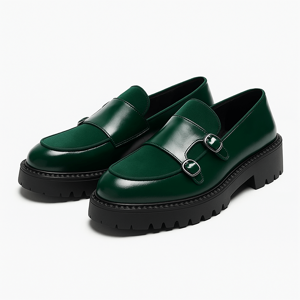 Men’s Monk Strap Loafers – Modern Dress Shoes with Dual Buckle