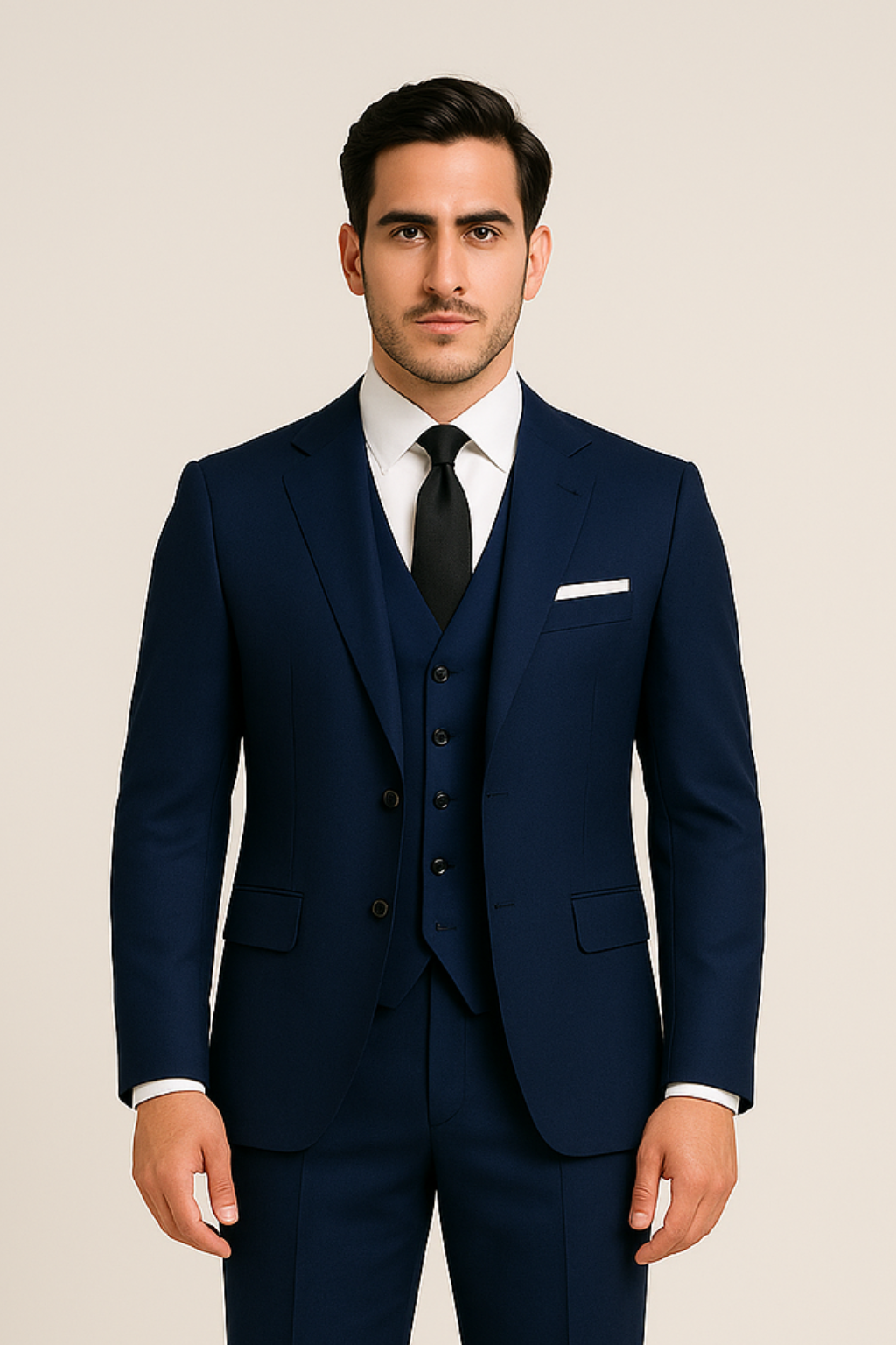 Men’s Navy Three-Piece Suit – Tailored Formal Suit