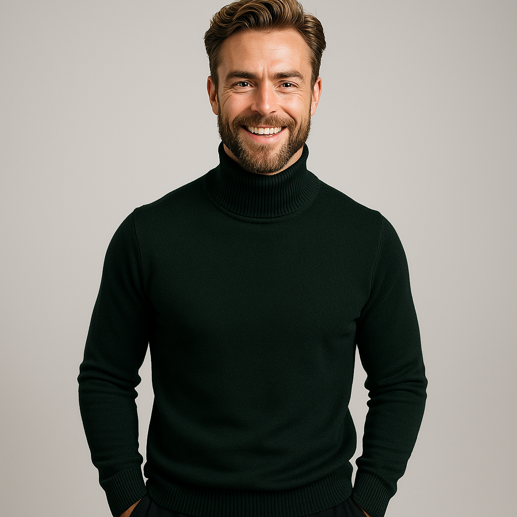 Men’s Polo Jumper with Roll Neck – Smart Casual and Evening