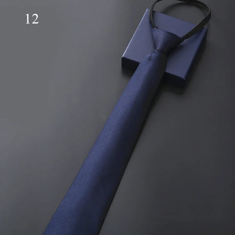 Men’s Pre-Tied Elastic Necktie – Slim Formal Tie for Business & Weddings