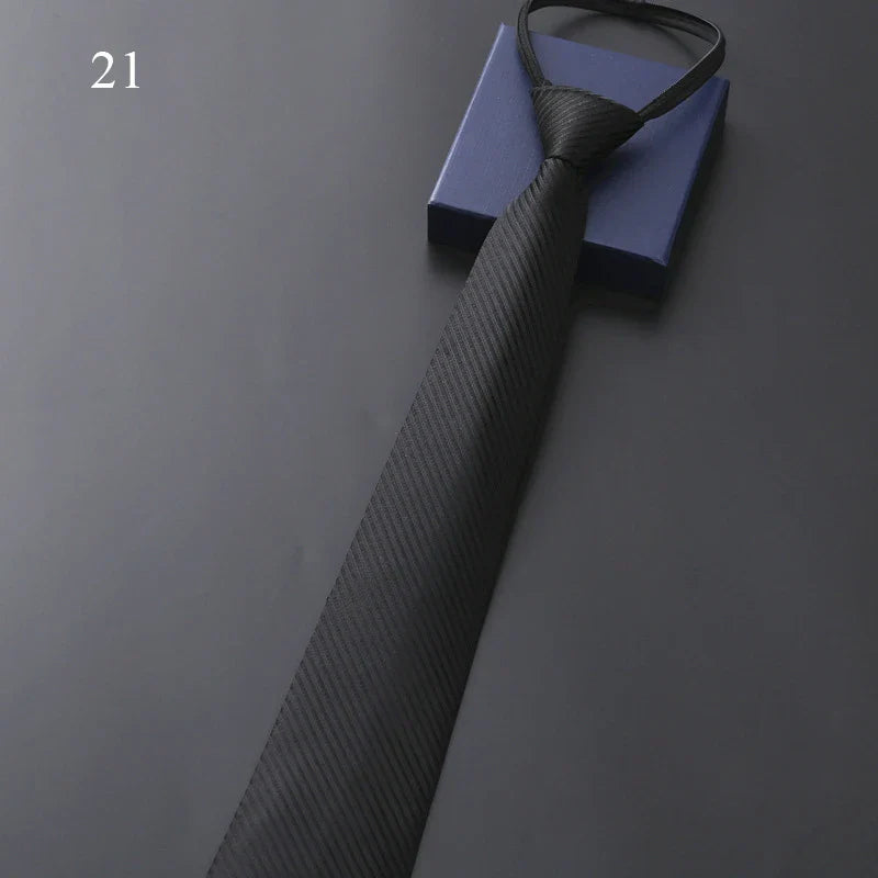 Men’s Pre-Tied Elastic Necktie – Slim Formal Tie for Business & Weddings