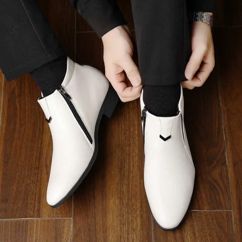 Men’s Retro Ankle Boots – Polished Dress Shoes with Side Zip