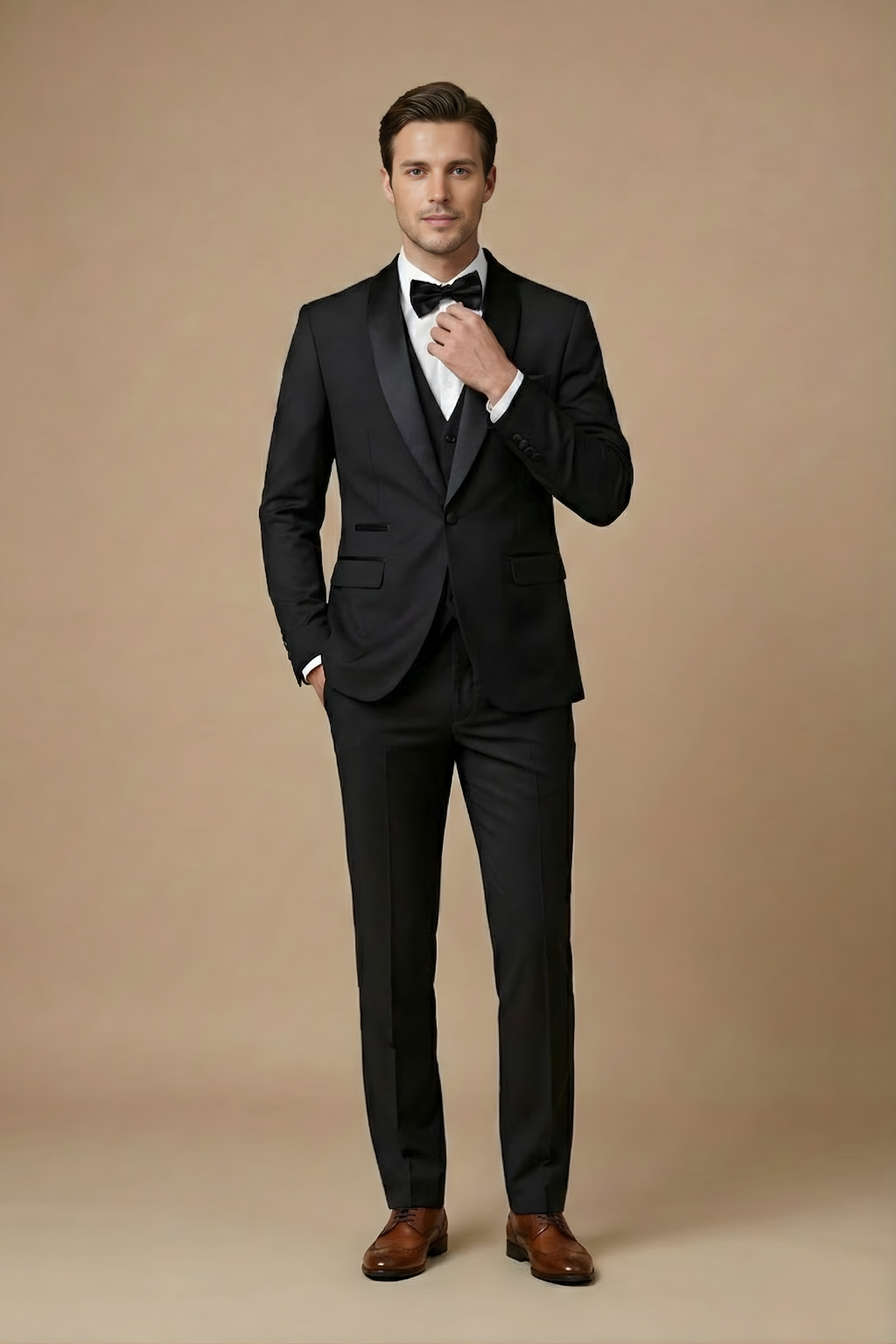 Men’s Slim Fit Three-Piece Suit – Tailored Jacket, Waistcoat and Trousers for Weddings and Formal Occasions