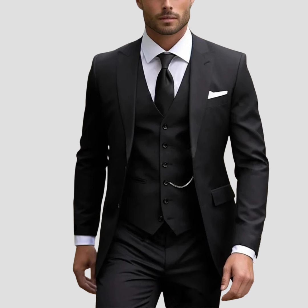 Men’s Slim Fit Three-Piece Suit – Tailored, Notch Lapel