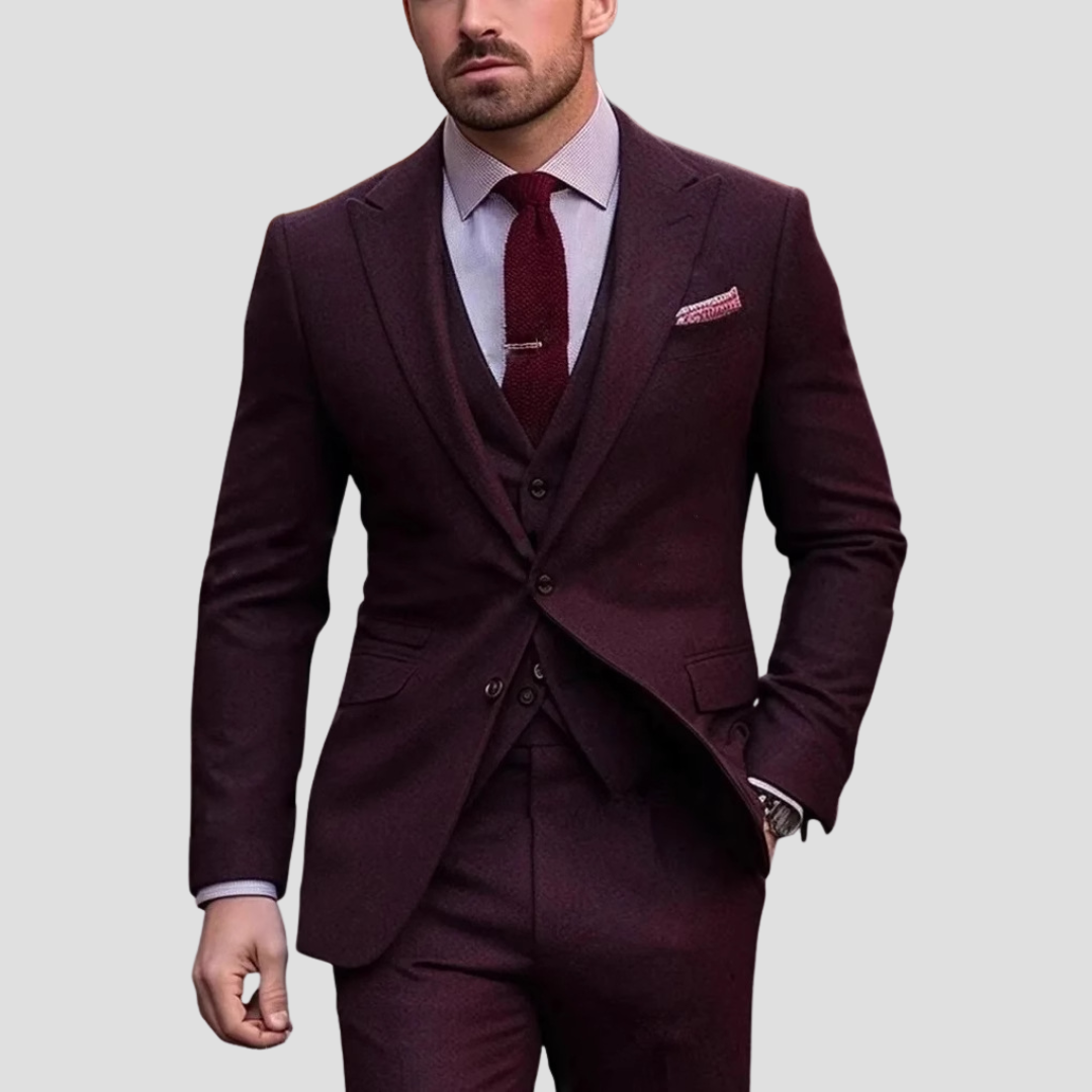 Men’s Slim Fit Three-Piece Suit – Tailored, Notch Lapel