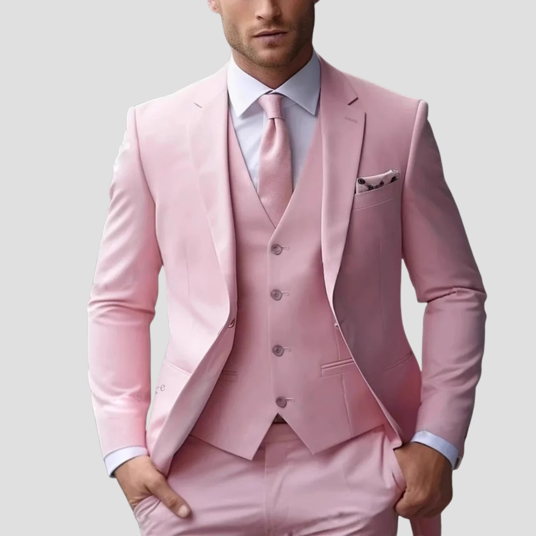 Men’s Slim Fit Three-Piece Suit – Tailored, Notch Lapel