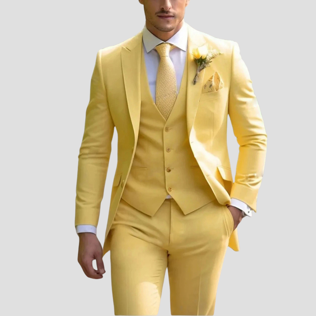 Men’s Slim Fit Three-Piece Suit – Tailored, Notch Lapel