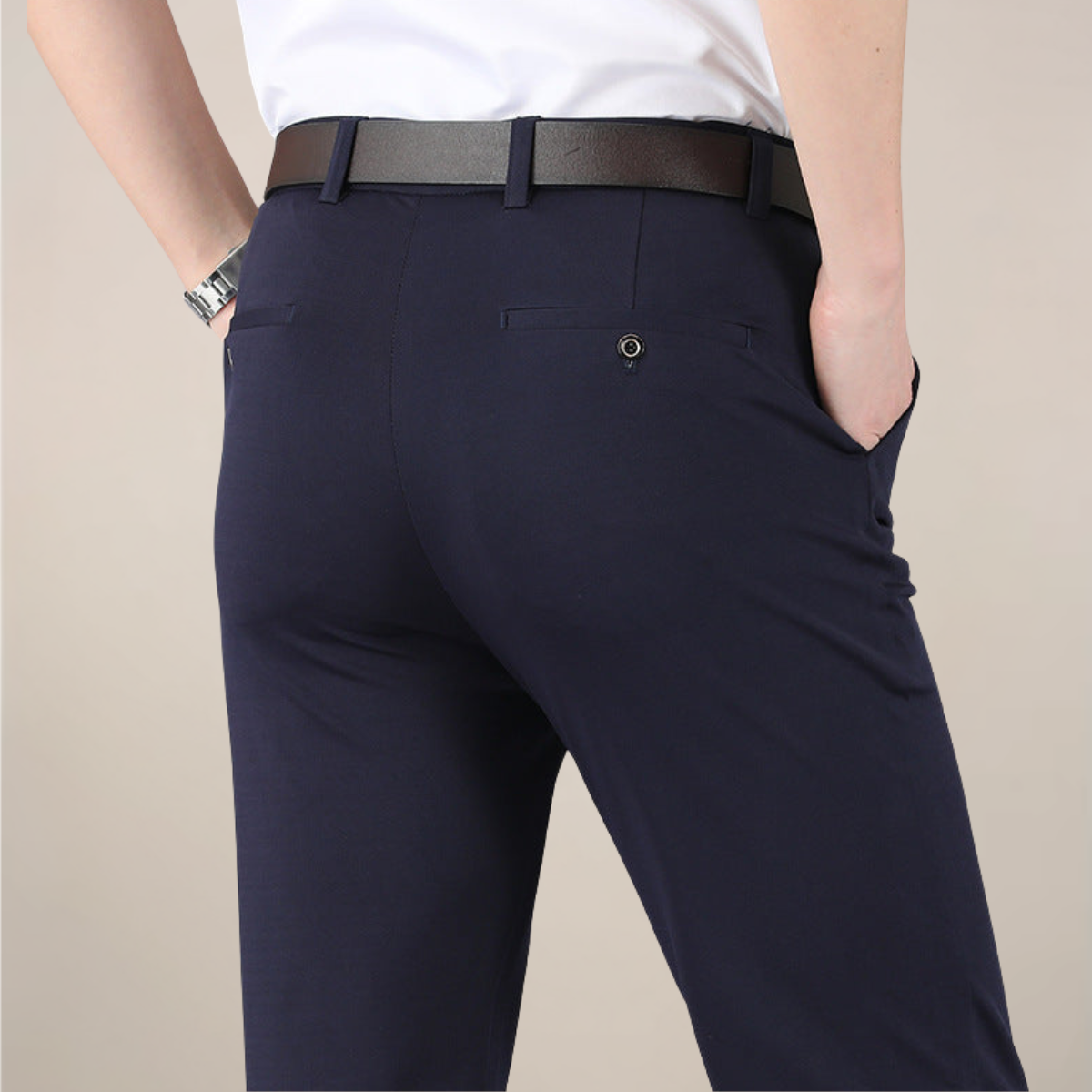 Men’s Slim Fit Trousers – Stretch Waist Smart Business Pants