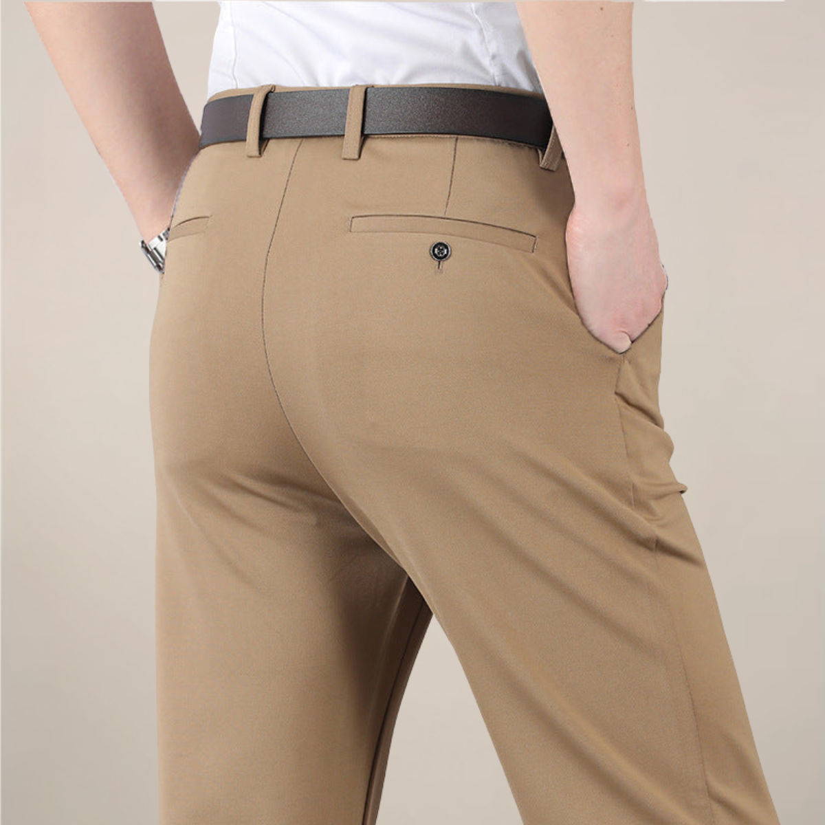 Men’s Slim Fit Trousers – Stretch Waist Smart Business Pants