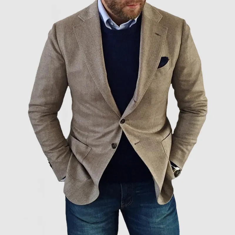 Men’s Tailored Casual Blazer – Smart Two-Button Jacket