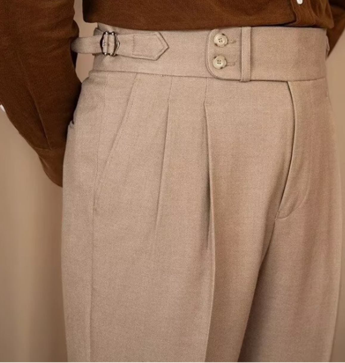 Men’s Tailored Trousers – Classic Side-Tab Formal Tapered Fit