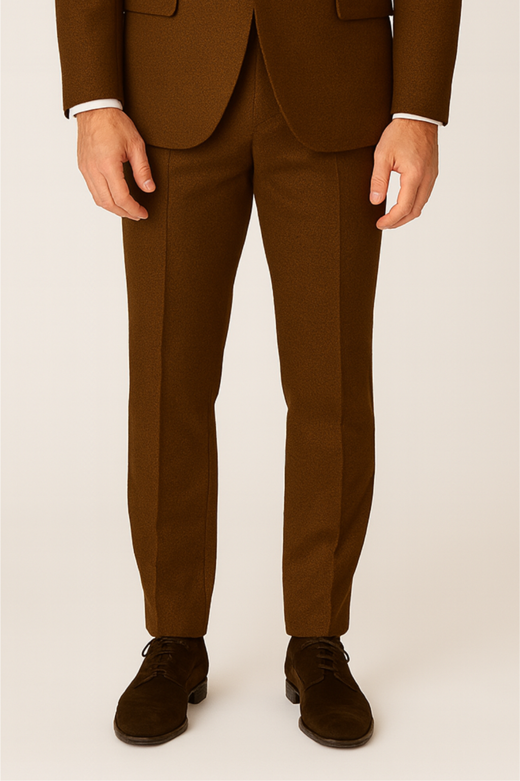Men’s Three-Piece Brown Tweed Suit – Tailored Blazer, Waistcoat and Trousers