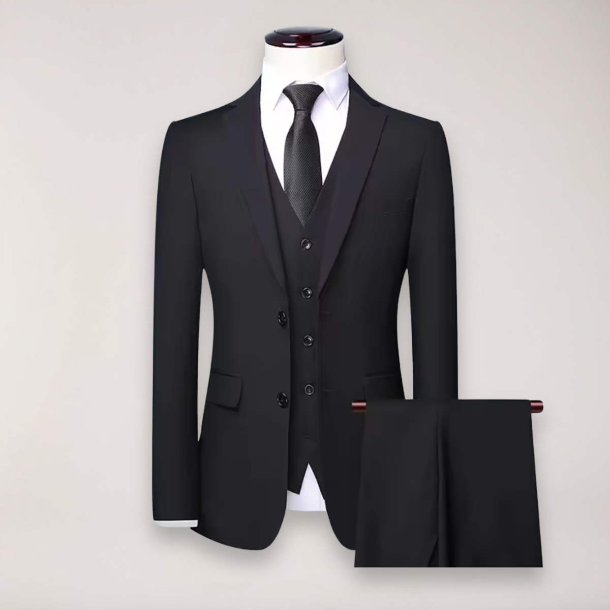 Men’s Three-Piece Formal Suit – Tailored Fit Blazer, Waistcoat, and Trousers