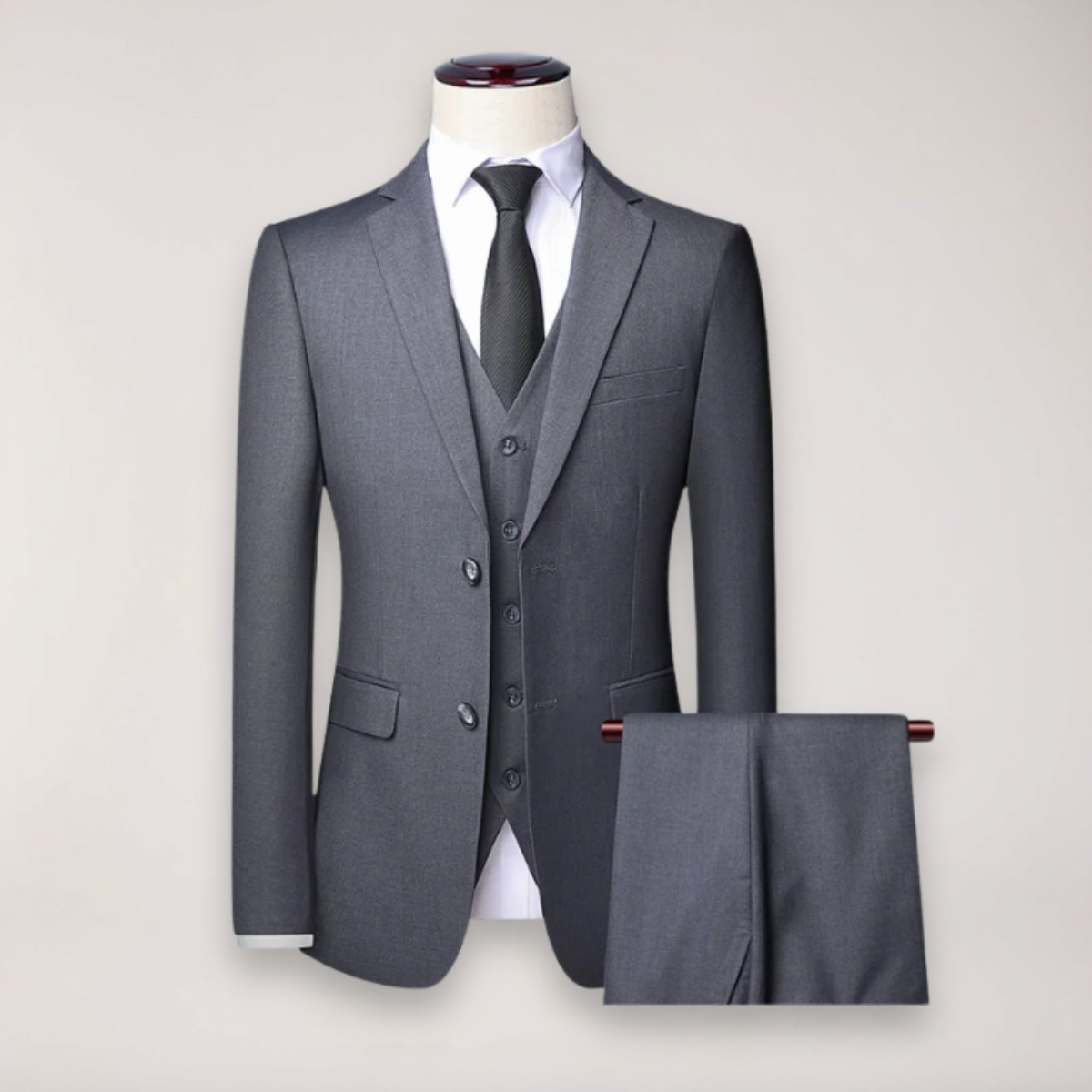 Men’s Three-Piece Formal Suit – Tailored Fit Blazer, Waistcoat, and Trousers