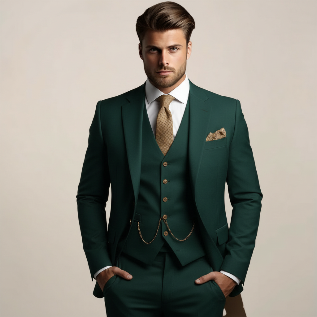 Men’s Three-Piece Slim Fit Suit – Wedding Tuxedo