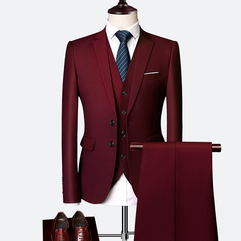 Men’s Three-Piece Suit – Plain, Tailored Formal/Wedding Set