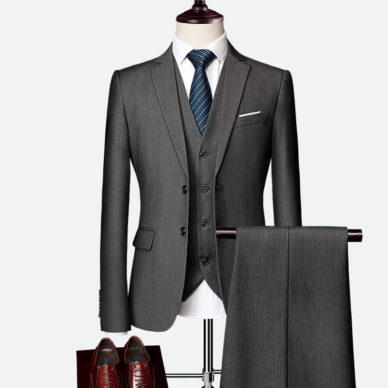 Men’s Three-Piece Suit – Plain, Tailored Formal/Wedding Set