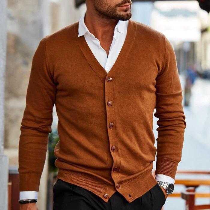 Men’s V-Neck Button Cardigan – Smart Casual Layer