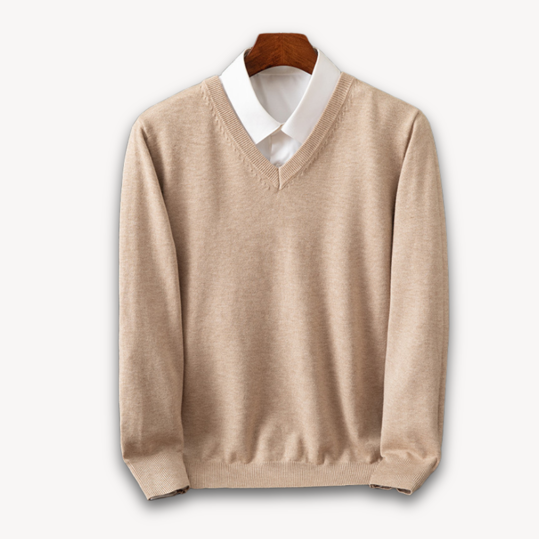 Men’s V-Neck Sweater – Slim Fit, Black, Long Sleeve